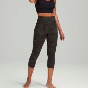 Lululemon Align High-Rise Crop 21" Olive Green Camo Women’s Sz 12